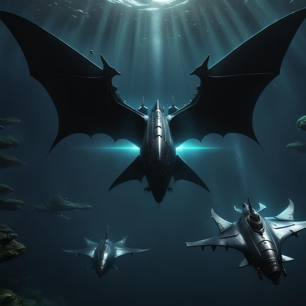 Futuristic Underwater Triangle Submarine in 3D Render