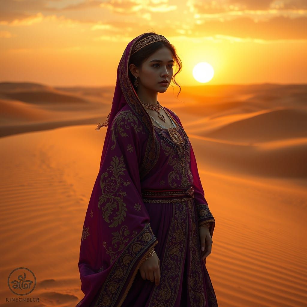 Enigmatic Arabian Visionary Lost in Golden Desert Sands