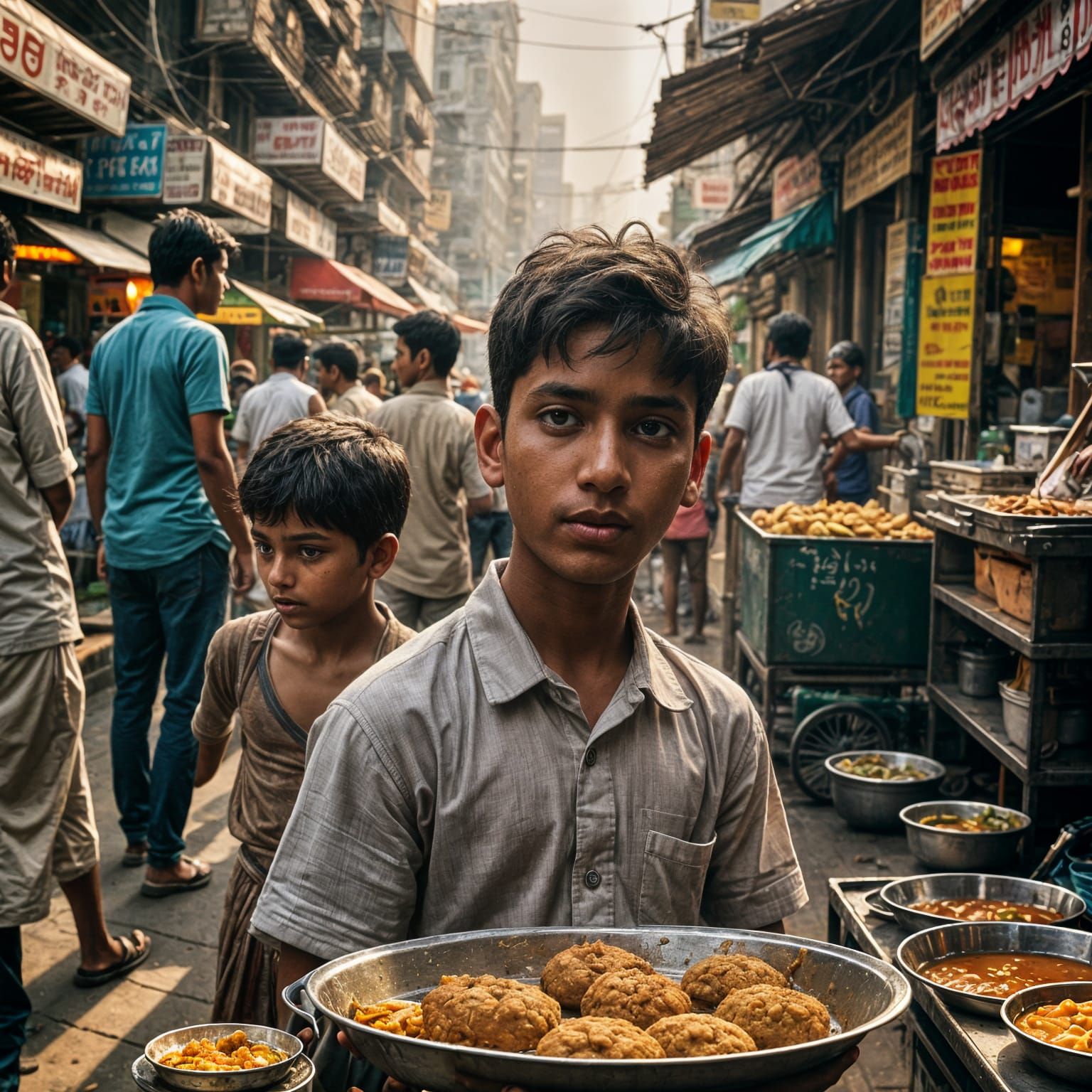 Mumbai Street Food Vendor: Cinematic Film Still