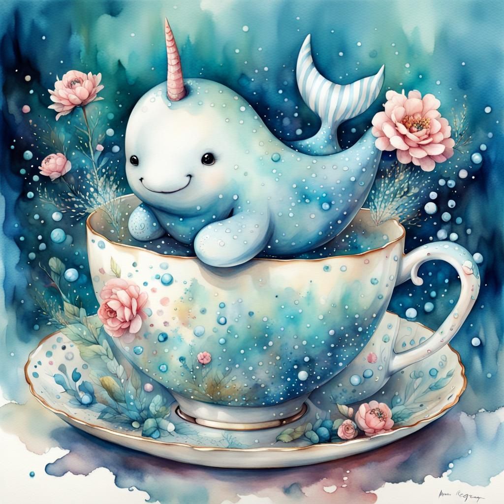 Baby Narwhal in a Teacup