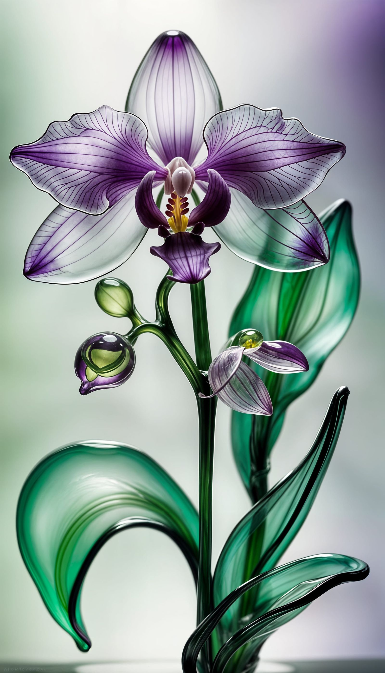 Translucent Orchid in Art Nouveau Glass Style