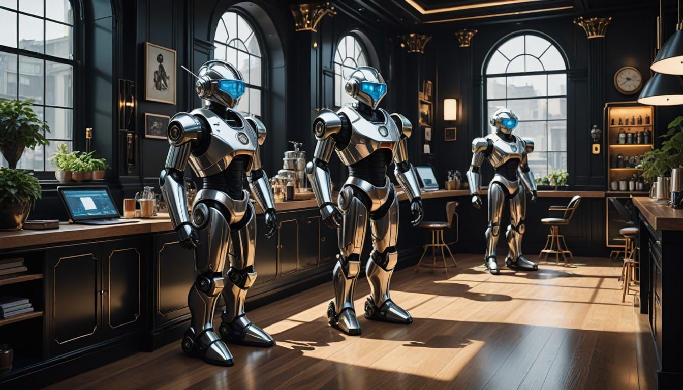 Futuristic Robot Assistants in Daily Life Scenes