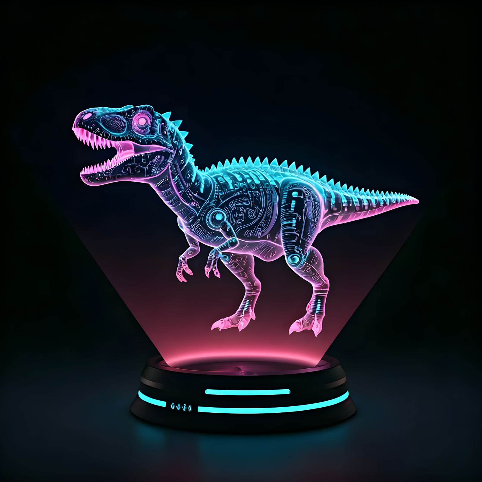 Cyberpunk Dinosaur Hologram in Neon Digital Art