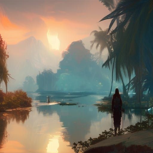 Florida Concept Art in Orange and Teal