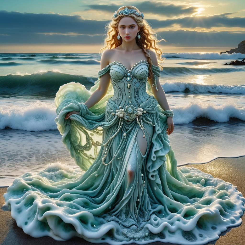 Aphrodite as Seafoam Goddess in Astral Art Style