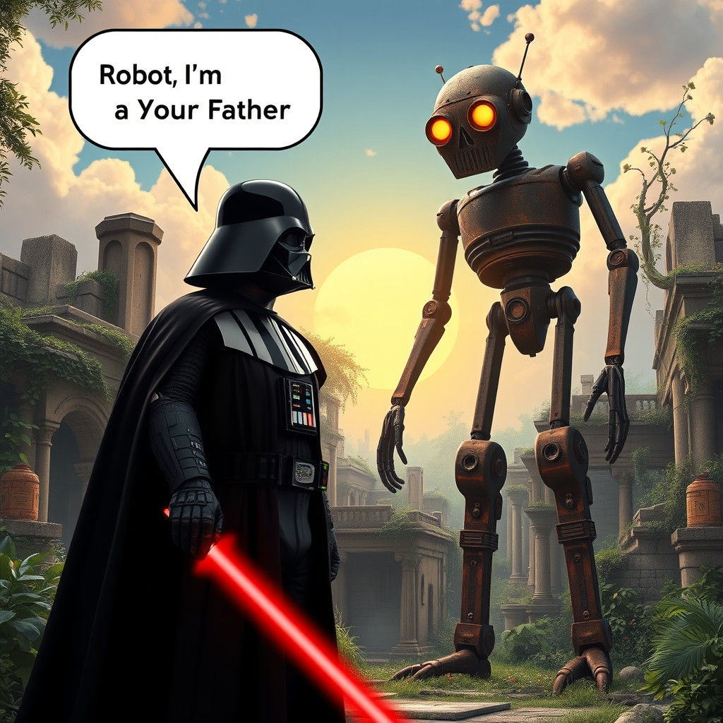 Darth Vader Meets the Robot in a Whimsical, Photorealistic G...