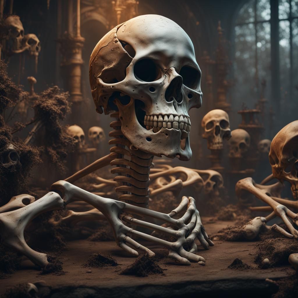 Realistic Human Bones in Detailed Matte Painting