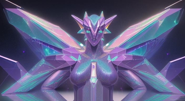 Cyberpunk Alien Dragon in a Holographic Landscape