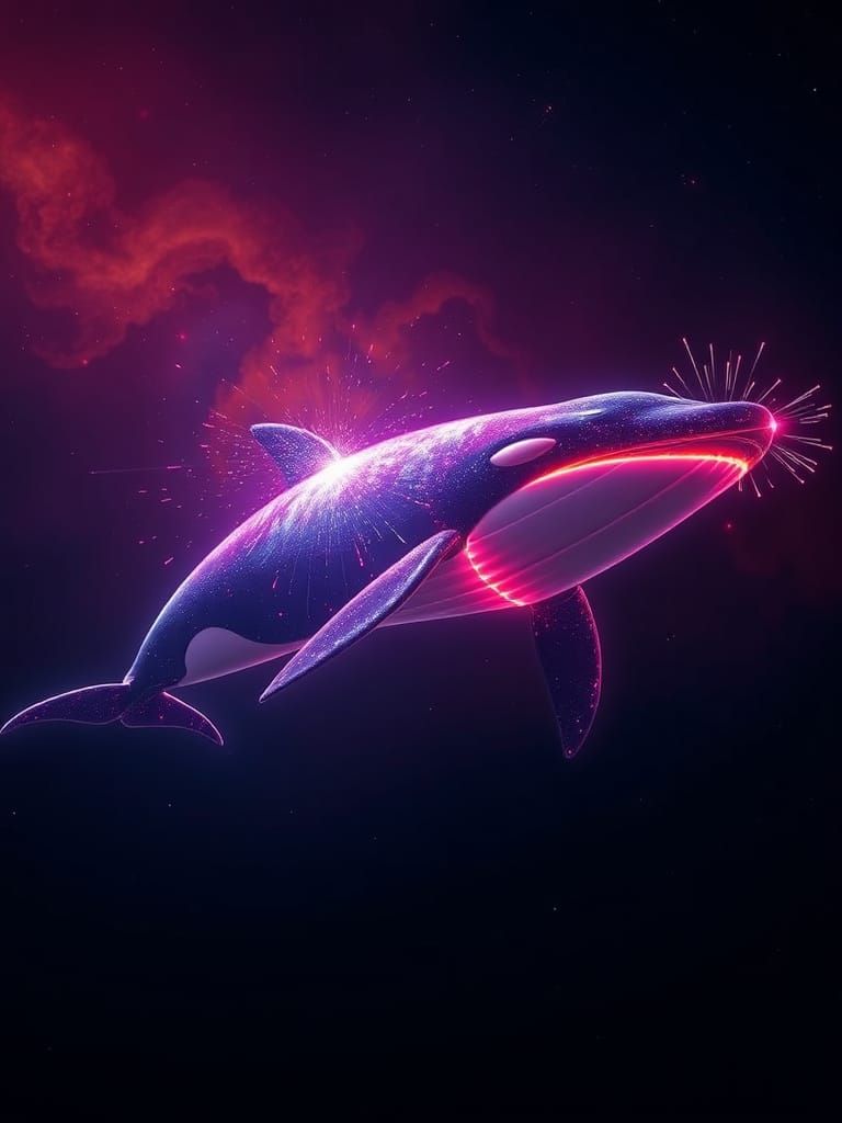 Glowing Killer Whale in Space, Cinematic Still
