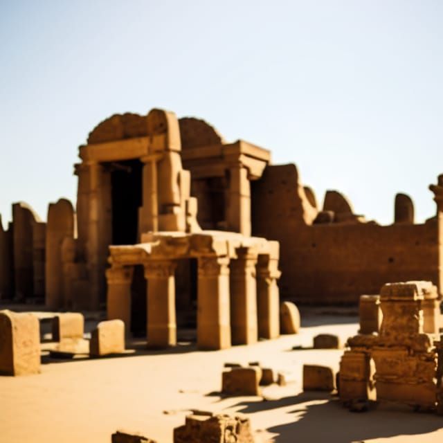 Ancient Desert Temple Ruins at Golden Hour