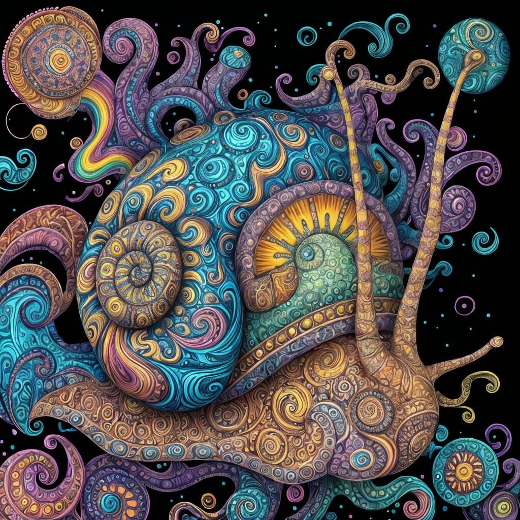 Psychedelic Snail: A Dreamlike Surreal Illustration
