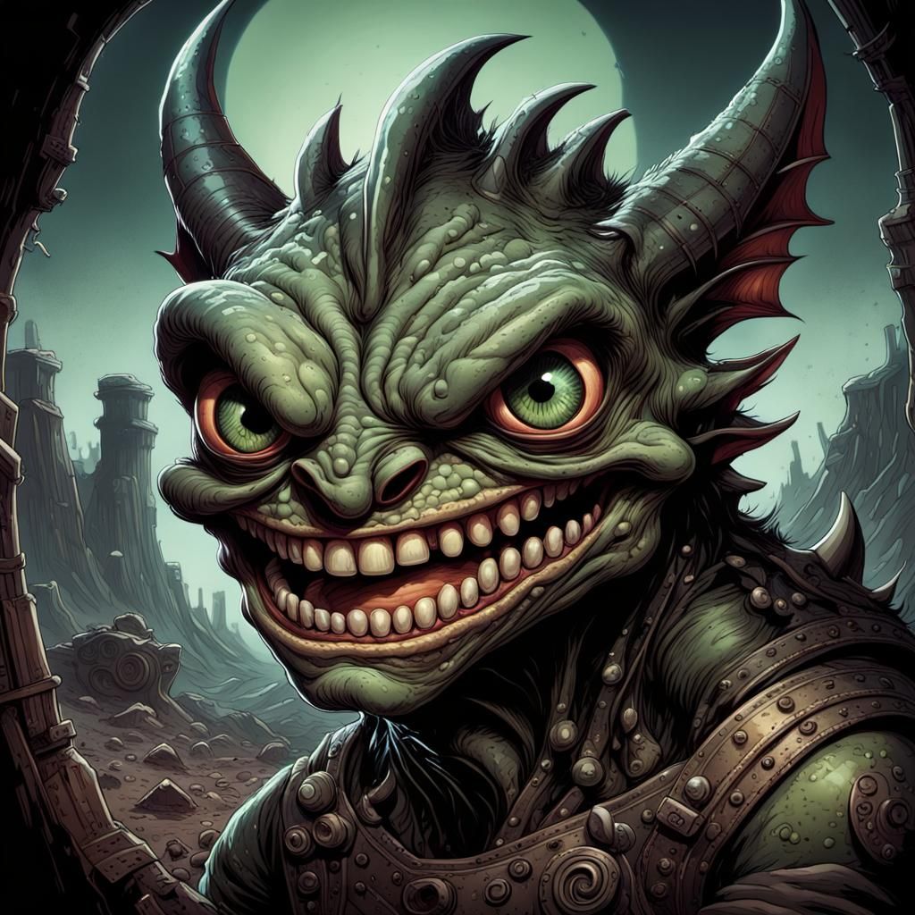 Grotesque Mutant Caricature in Comic Book Style
