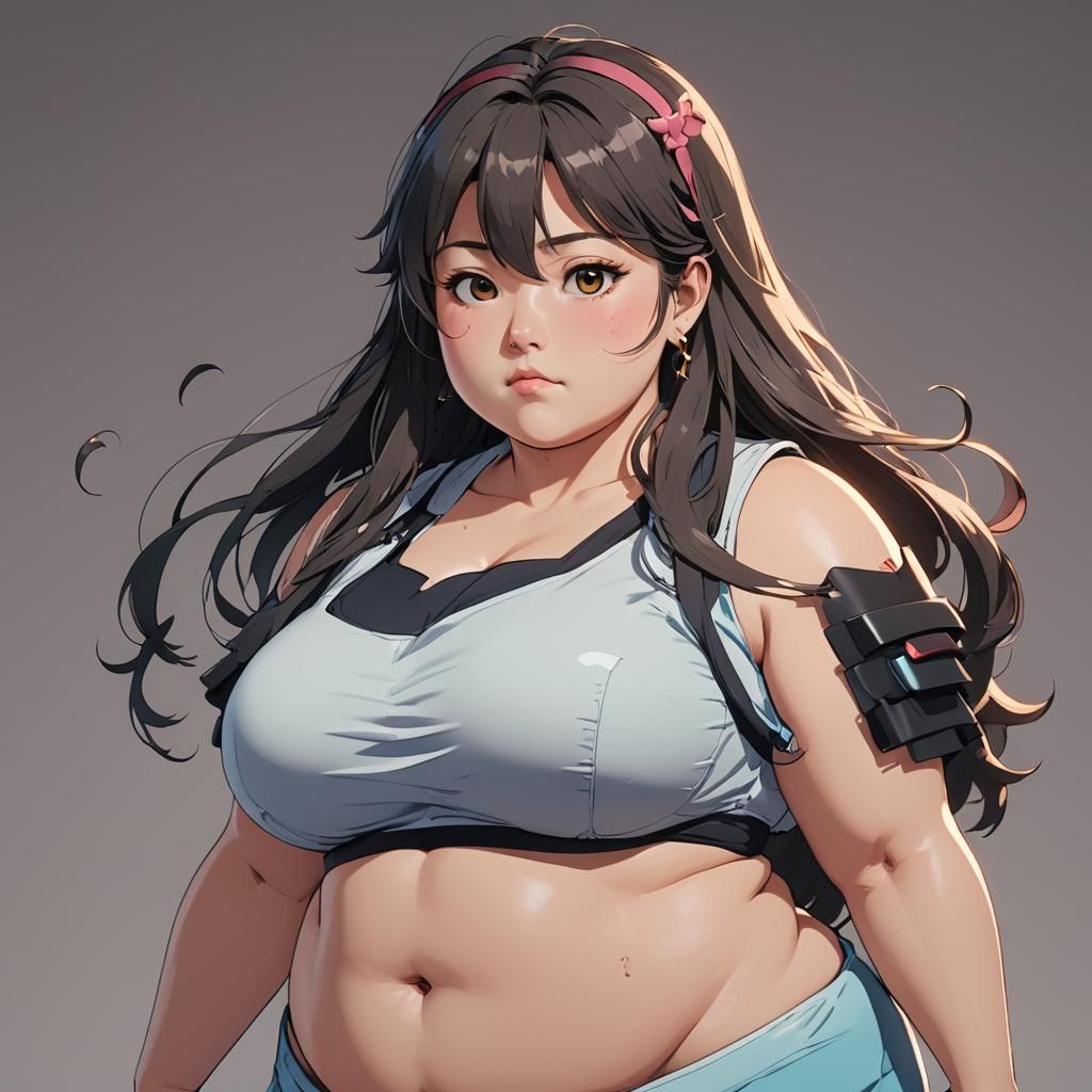 Anime-Style Manga Scan of a Plus-Size Woman