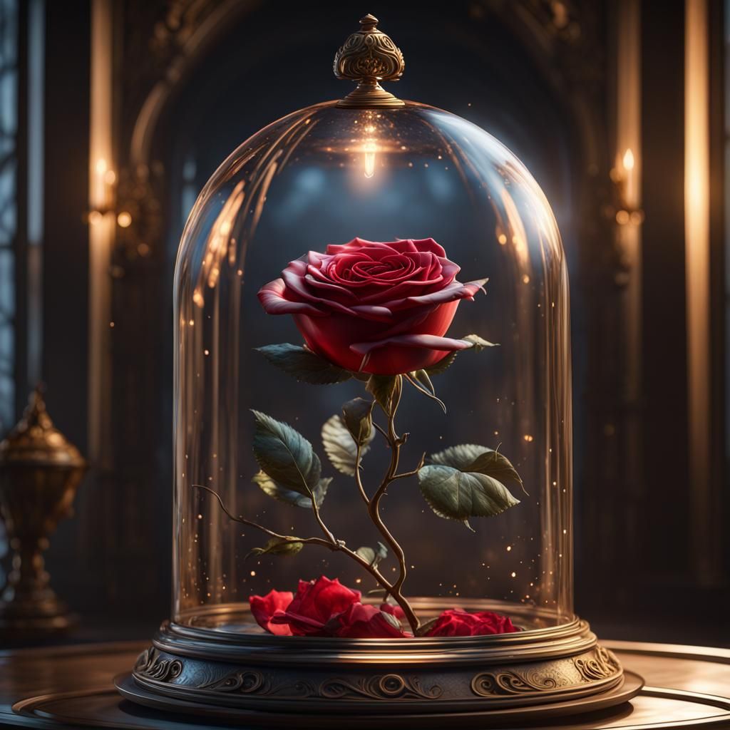 Enchanted Rose in Glass Dome Display