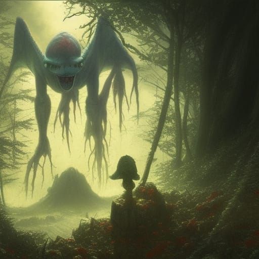 Hyperrealistic Barney and Meatwad Floral Mountain