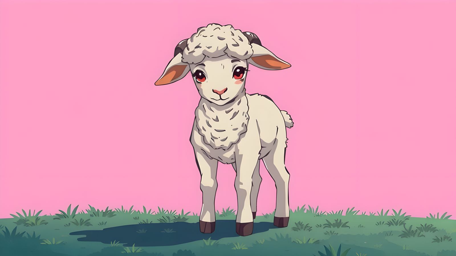 Nervous Lamb in Manga Style with Bold Lines