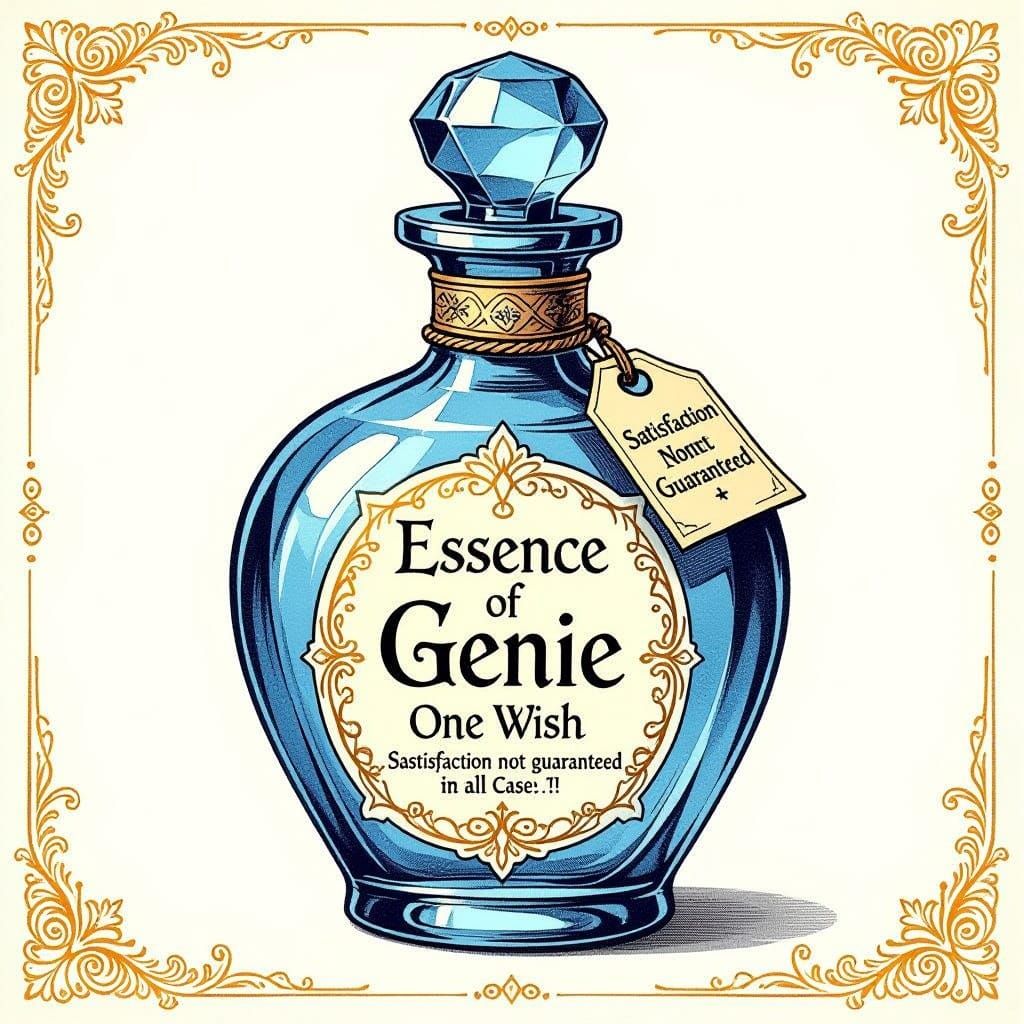 Elegant Fantasy Potion Bottle with Golden Script