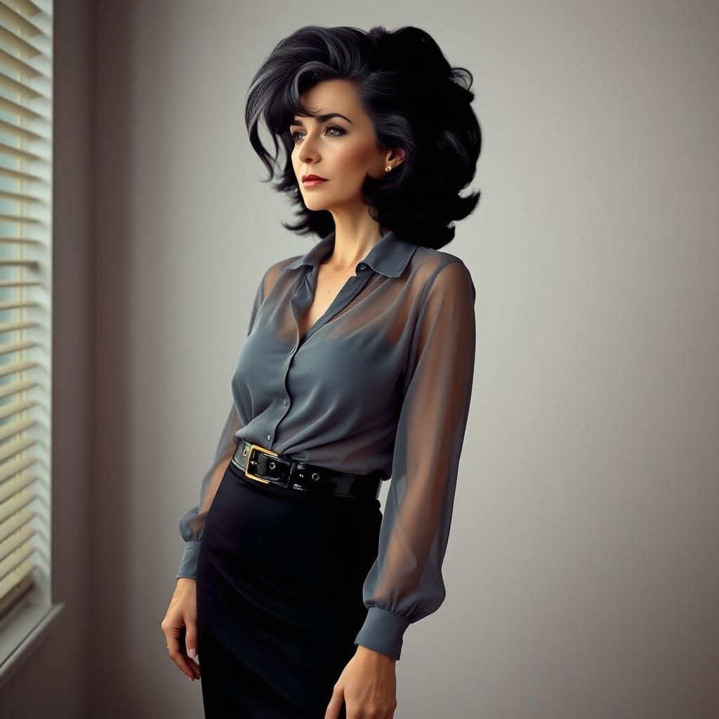 70s Influenced Vintage Woman Lost in Thought