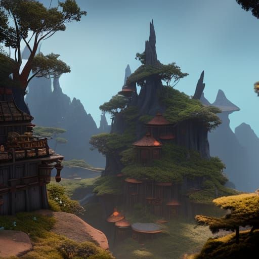 Fantastical Fairy Town in Detailed Matte Painting