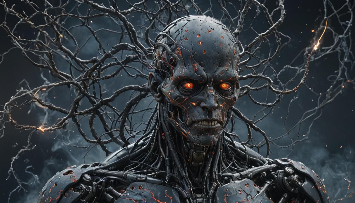 Cyborg Mutant in Hyperrealistic Dark Art Style