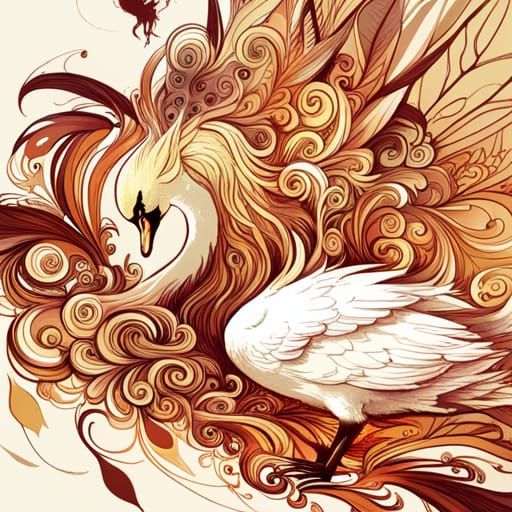 Luminous Swan with Intricate Details: Digital Art