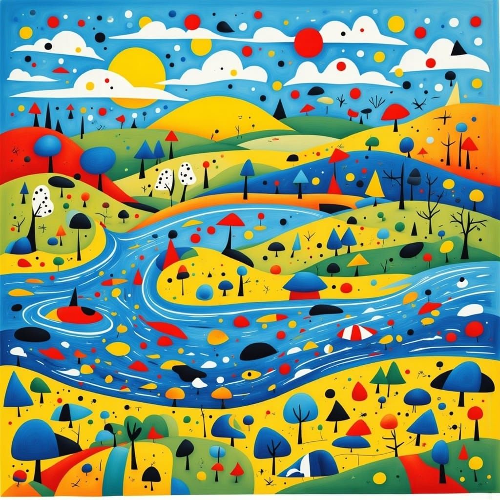 Fishbowl City in Abstract Expressionist Style