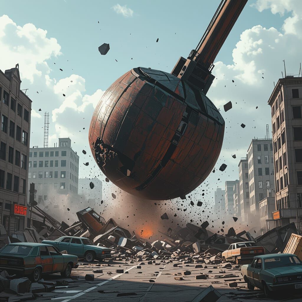 Earthquake Wrecking Ball in Dystopian Style