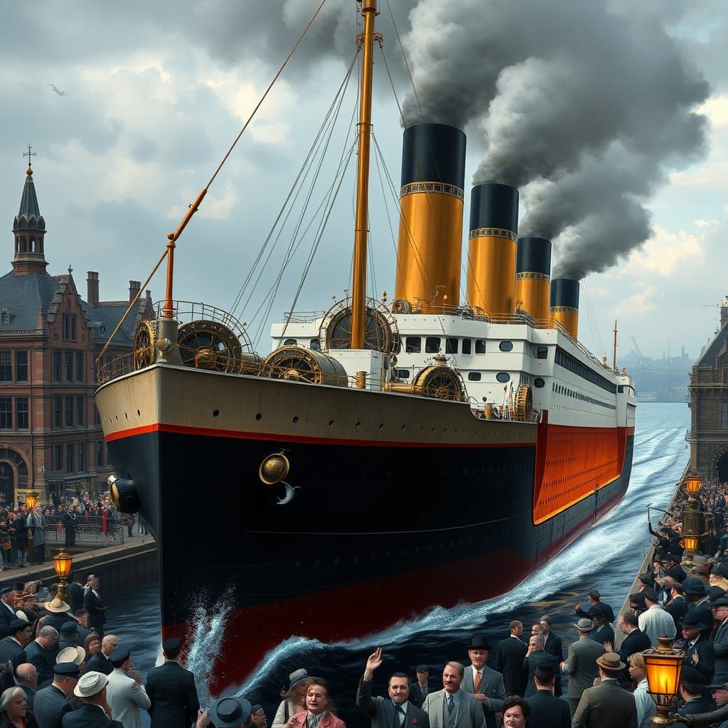 Steampunk Titanic Leaves Port: Mead, Giger, Ng Style