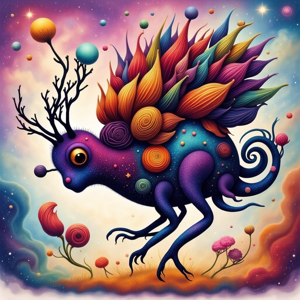 Enchanted Forest Under Starlight in Whimsical Watercolor