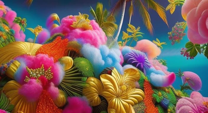 Silk Fractal Flowers in a Cotton Candy Paradise