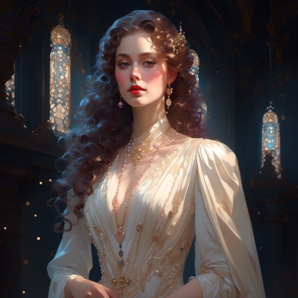 Rococo Lady in Pearls and Gems