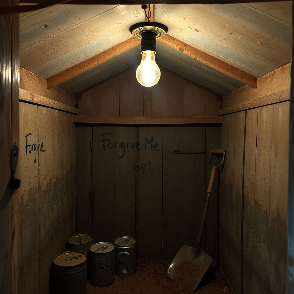 Tarnished Shack Interior with Glowing Bulb