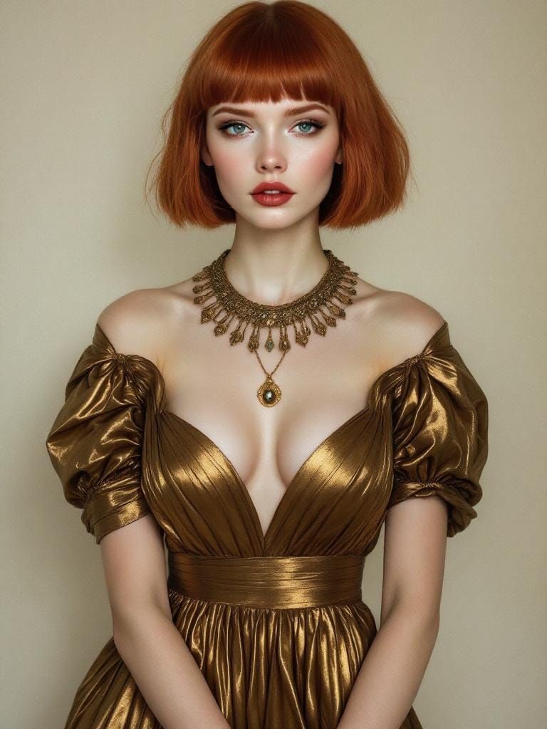 Classical Portrait of Redhead in Rococo Style