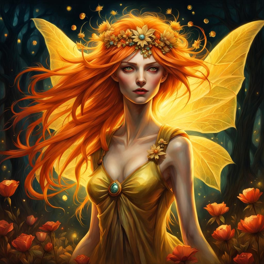 Enchanting Temptress in Dark Nature Art