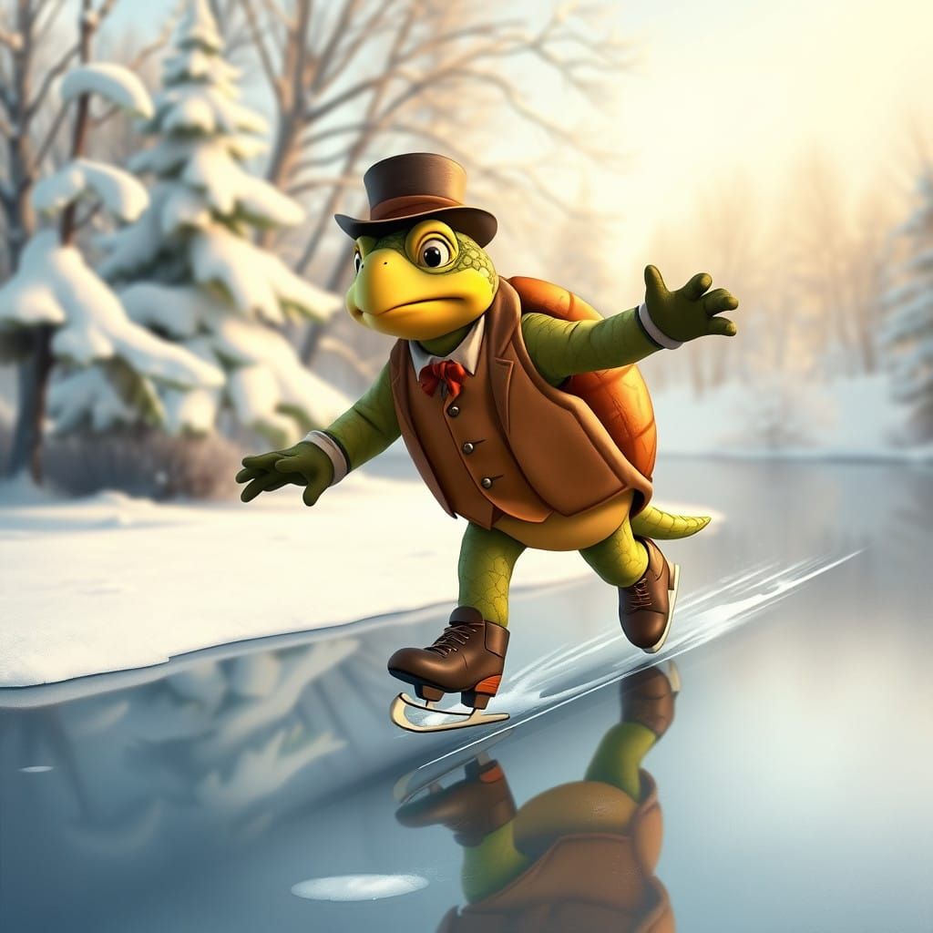 Whimsical Winter Wonderland: Turtle Skates with Elegance