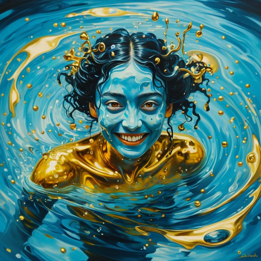 Surreal Water Nymph in Dreamy Oil Painting Style