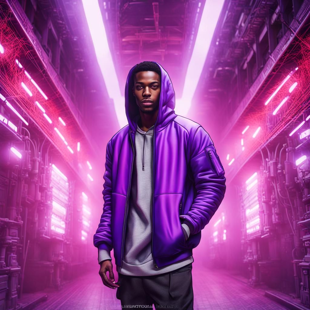 Futuristic Black Man with Robotic Arms