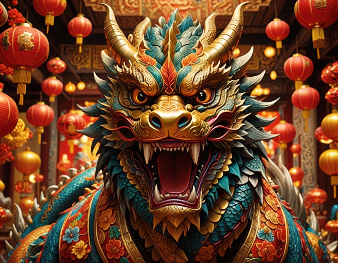 Majestic Chinese New Year Celebration in Vibrant Colors