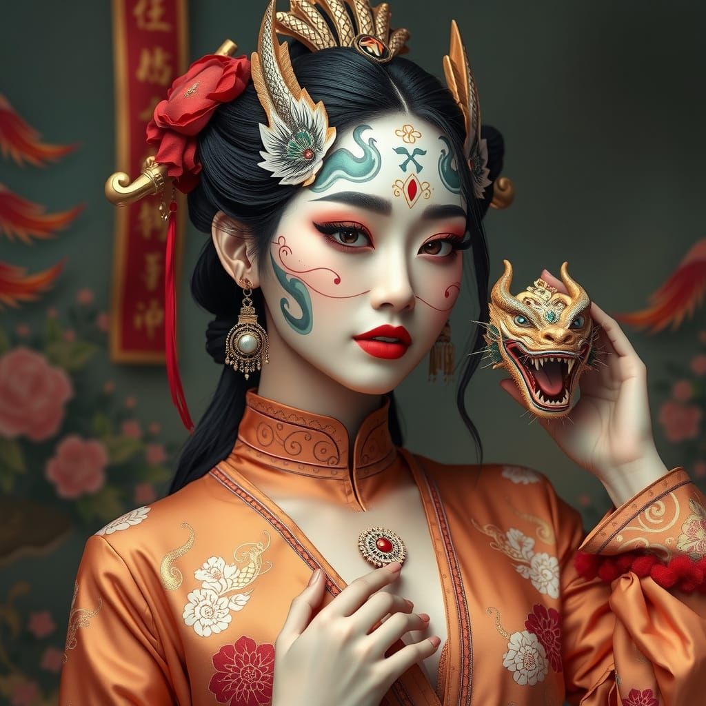 Dragon Makeup Art: A Hyperrealistic Chinese Portrait
