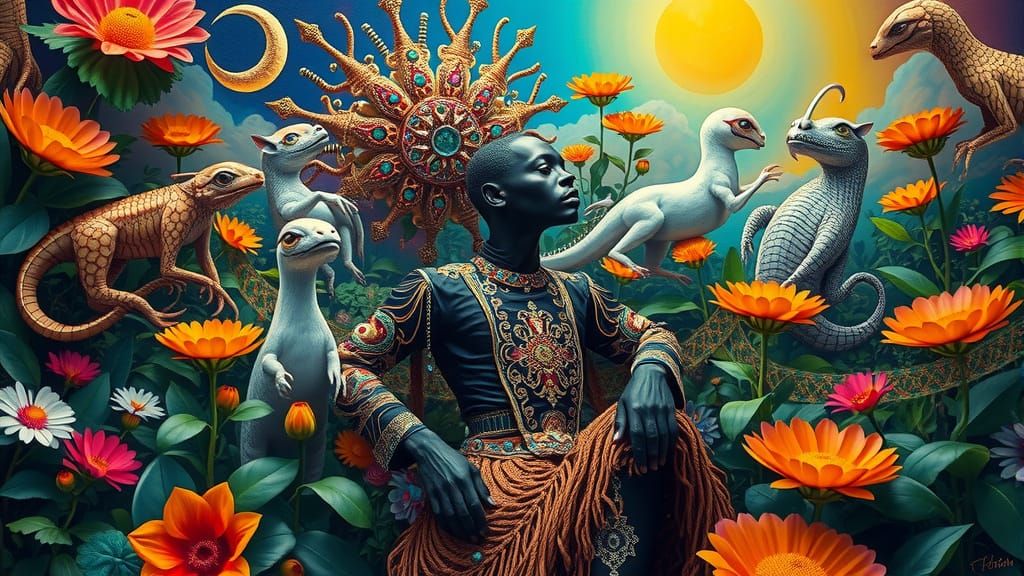 Surreal Garden of Earthly Delights in Dali Style