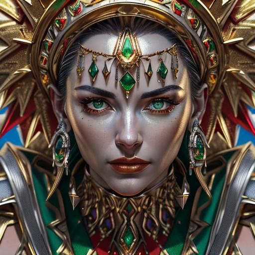 Vibrant Close-Up Portrait with Gold Jewelry