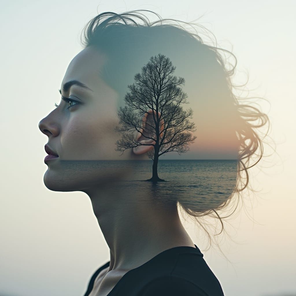 Surreal Double Exposure Landscape and Mind