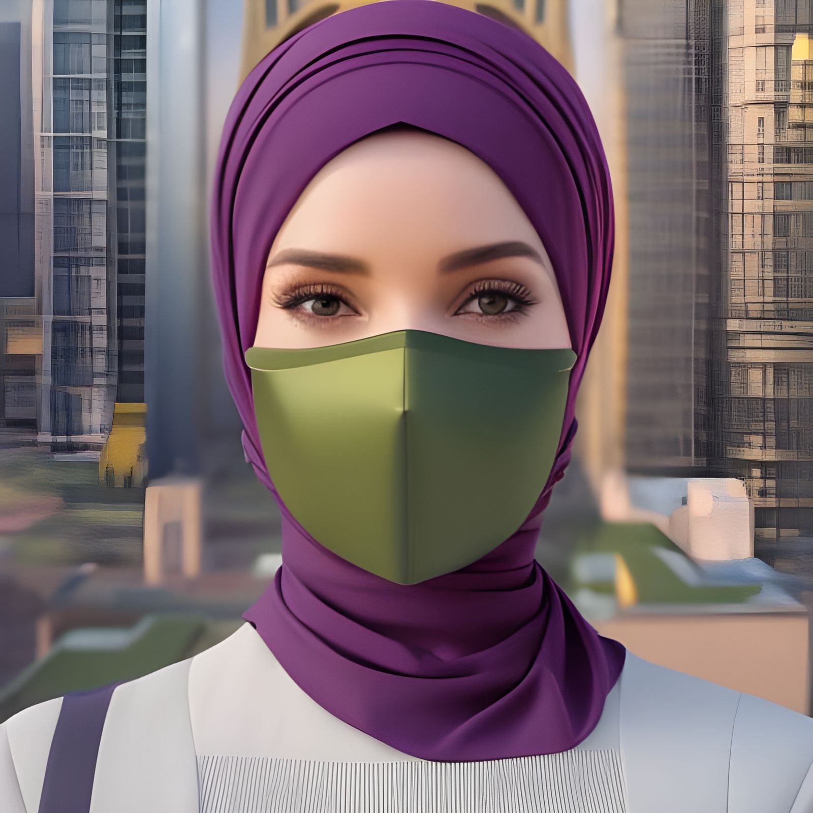 Woman in Hijab and Mask: Fantasy Concept Art