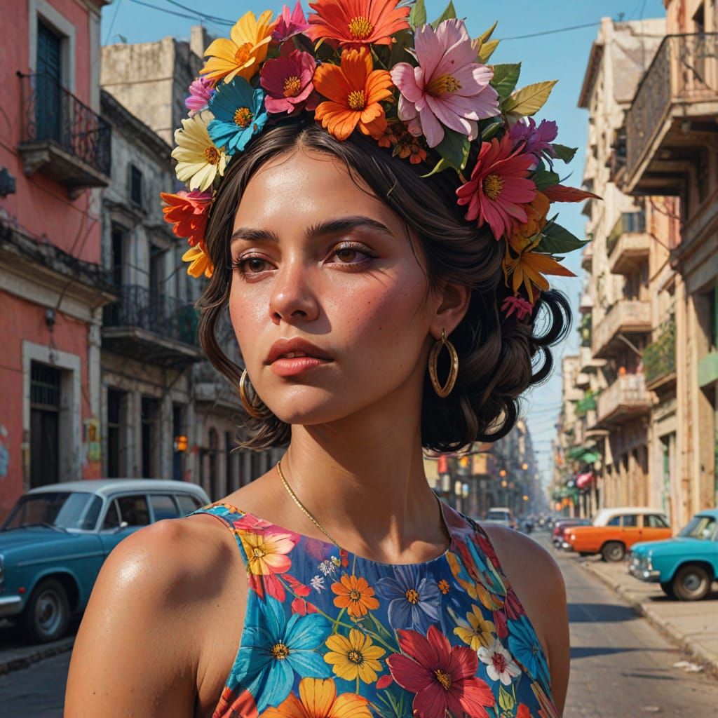 Sensual Cuban Goddess in Vibrant Havana Scene