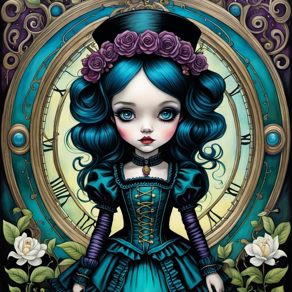 Steampunk Alice in Wonderland: Gothic Storybook Illustration