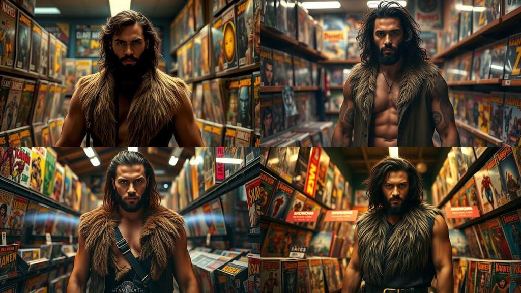 Rugged Superhero Amidst Comic Book Realism