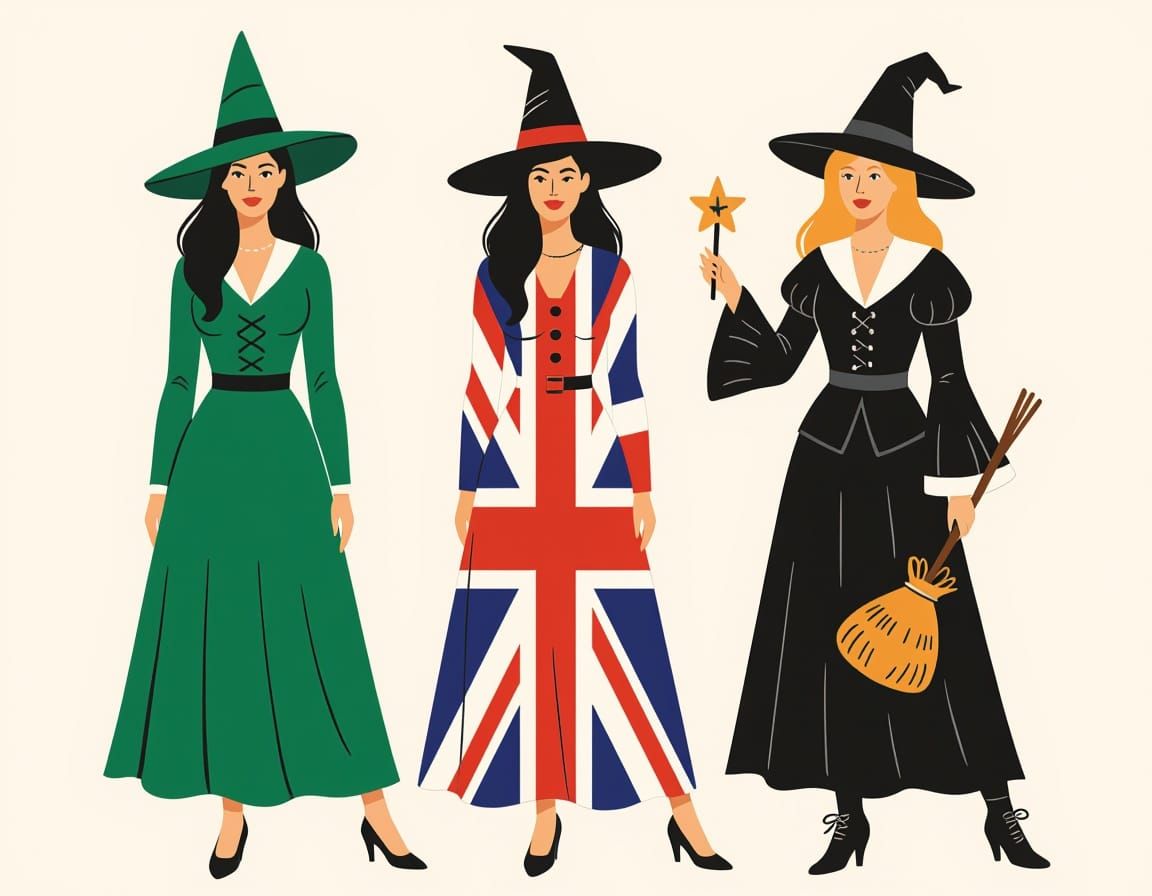 Three Witches in Distinctive Outfits