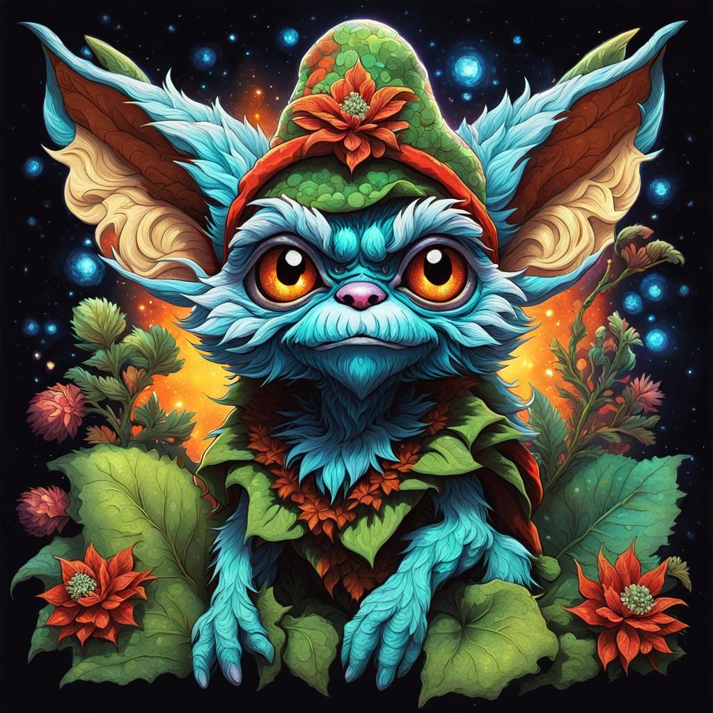 Gizmo Gremlin Celebrates Christmas in Manga Style