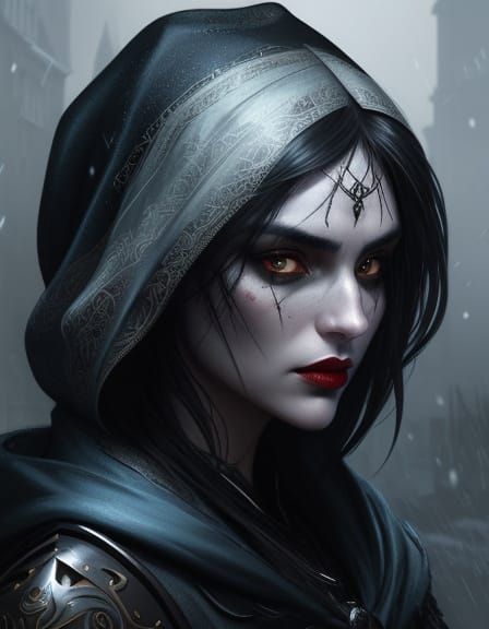 Gothic Zombie Beauty in Snowy Landscape