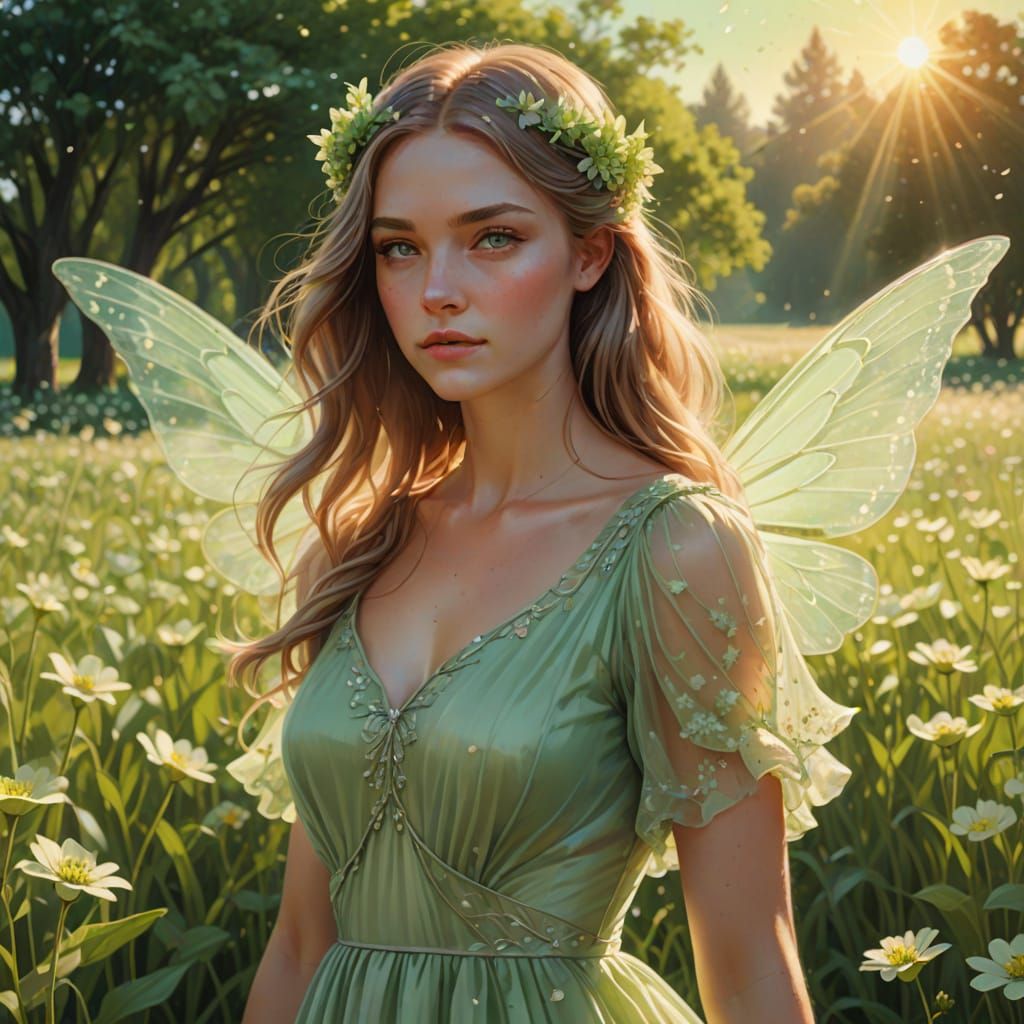 Ethereal Forest Goddess in Delicate Bloom